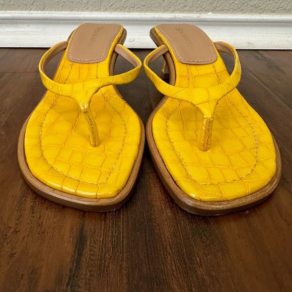 SIES MARJAN Alix Crocodile Thong Heeled Sandals Yellow Leather - Picture 5 of 12